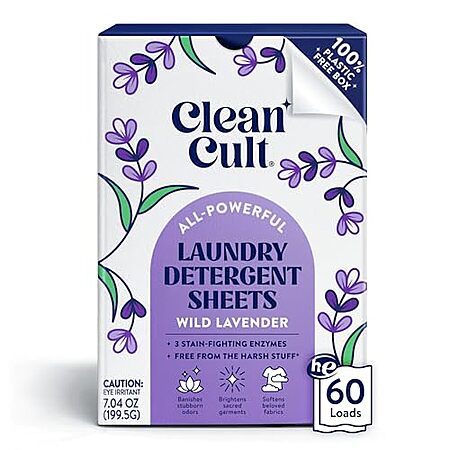 Select Accounts: 60-Ct Cleancult Laundry Detergent Sheets (Wild Lavender) $5.50 w/ S&S