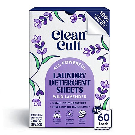 Select Accounts: 60-Ct Cleancult Laundry Detergent Sheets (Wild Lavender) $5.50 w/ S&S
