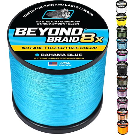 Beyond Braid 8-Strand Braided Fishing Line (Bahama Blue) $9.99 + Free Shipping w/ Prime or on $35+