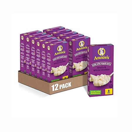 12-Pack 6-Oz Annie's Shells & White Cheddar $9.44 w/ S&S + Free Shipping w/ Prime or on $35+