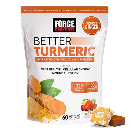 Select Accts: 60-Ct Force Factor Better Turmeric Soft Chews (Fruit Splash) $9.75 w/ S&S