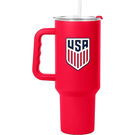 40oz Logo Brands Soccer Stainless Steel Tumbler w/ Handle & Straw Lid (USA) $6.40