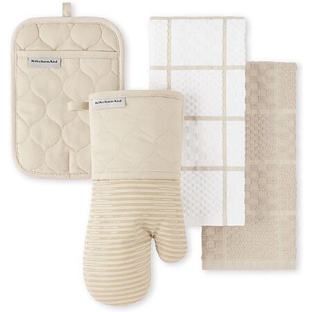 [Prime] 4-Pack KitchenAid Oven Mitt, Pot Holder & Towels Set (Milkshake Tan) $15.49 + Free Shipping