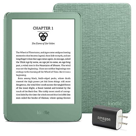 Prime: Amazon Kindle Essentials Bundle w/ Fabric Cover & 9W Power Adapter (various) $125.95 + Free S&H