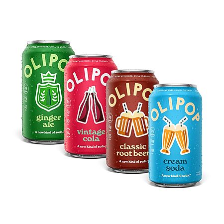Prime Members: 12-Pk 12-Oz OLIPOP Prebiotic Soda (Cola, Ginger, Cream & Root Beer) $13.75 w/ S&S + Free S&H