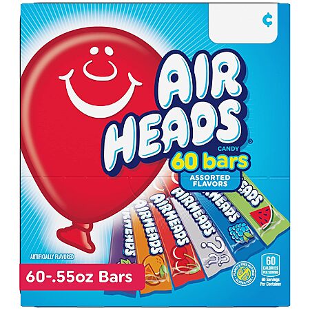 [Prime] 60-Count Airheads Full-Size Assorted Fruit Taffy Candy Bars Variety Pack $7.08 w/ S&S + Free Shipping