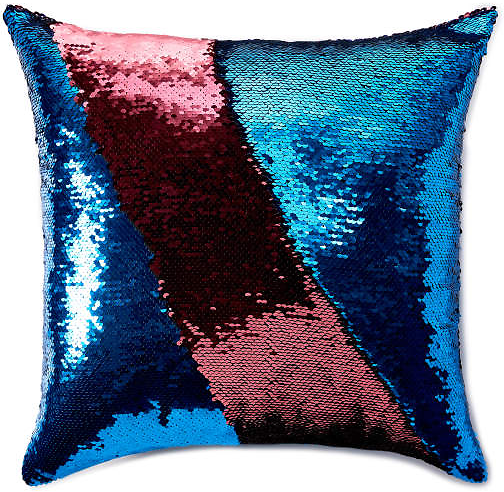 Blue & Pink Mermaid Sequin Throw Pillow $9