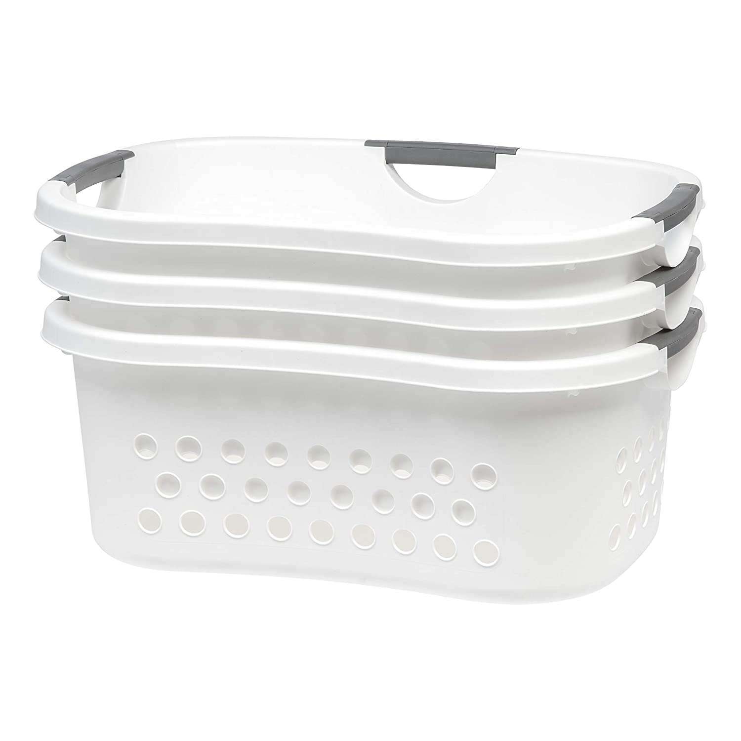 IRIS USA, Inc. HLB-1 Comfort Carry Laundry Basket, 3, White, 3 Count $5.6