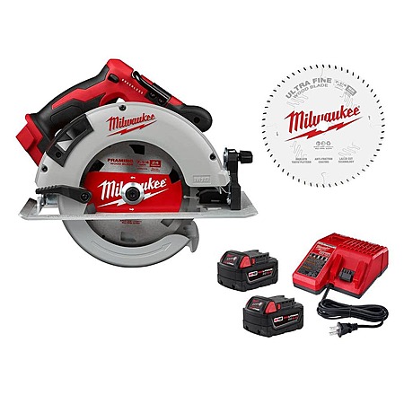 M18 18V Lithium-Ion Cordless 7-1/4 in. Circ Saw w/ (2) 5.0Ah Batteries & Charger & 7-1/4 in. Ultra Fine Circ Saw Blade $209