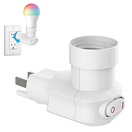 Plug in Light Socket, 3-Prong Light Bulb Socket Adapter, Outlet to ...