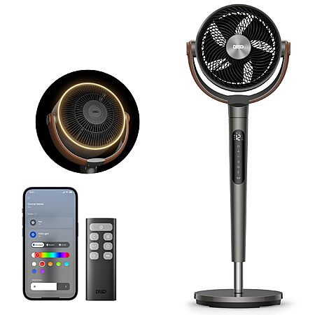 DREO Smart Fan for Bedroom with RGB Light&nbsp; -- $97 with Free Ship