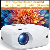 HAPPRUN F5 1080P Projector with WiFi and Bluetooth include 100" Screen $51.99 + Free Shipping w/ Prime $51.99