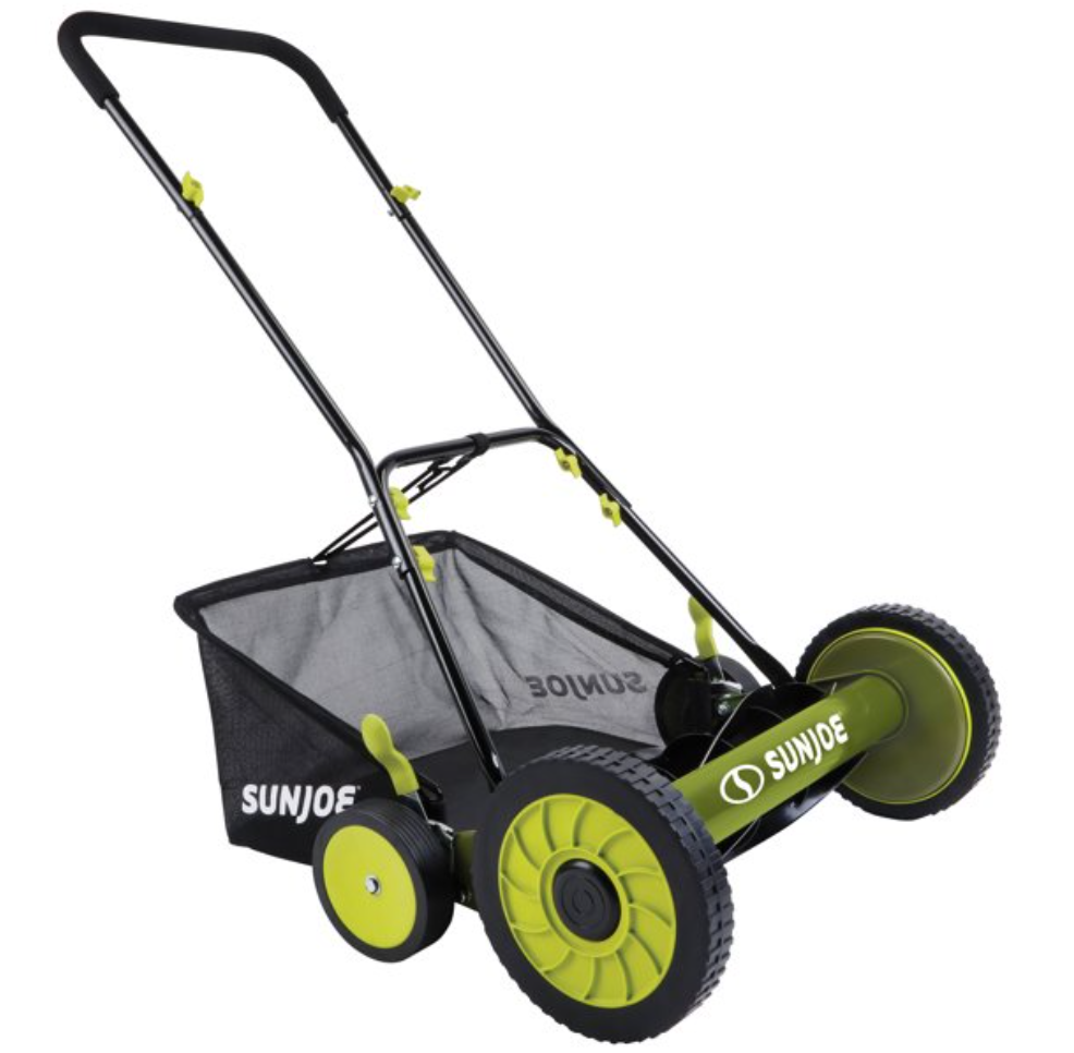 18" Sun Joe Manual Reel Mower with Clippings Catcher $75 + Free shipping