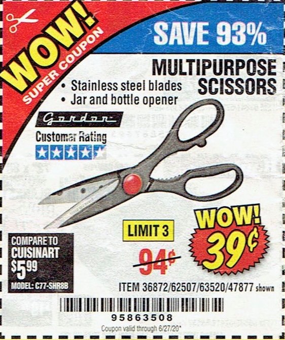 Harbor Freight : GORDON Multipurpose Scissors $0.39