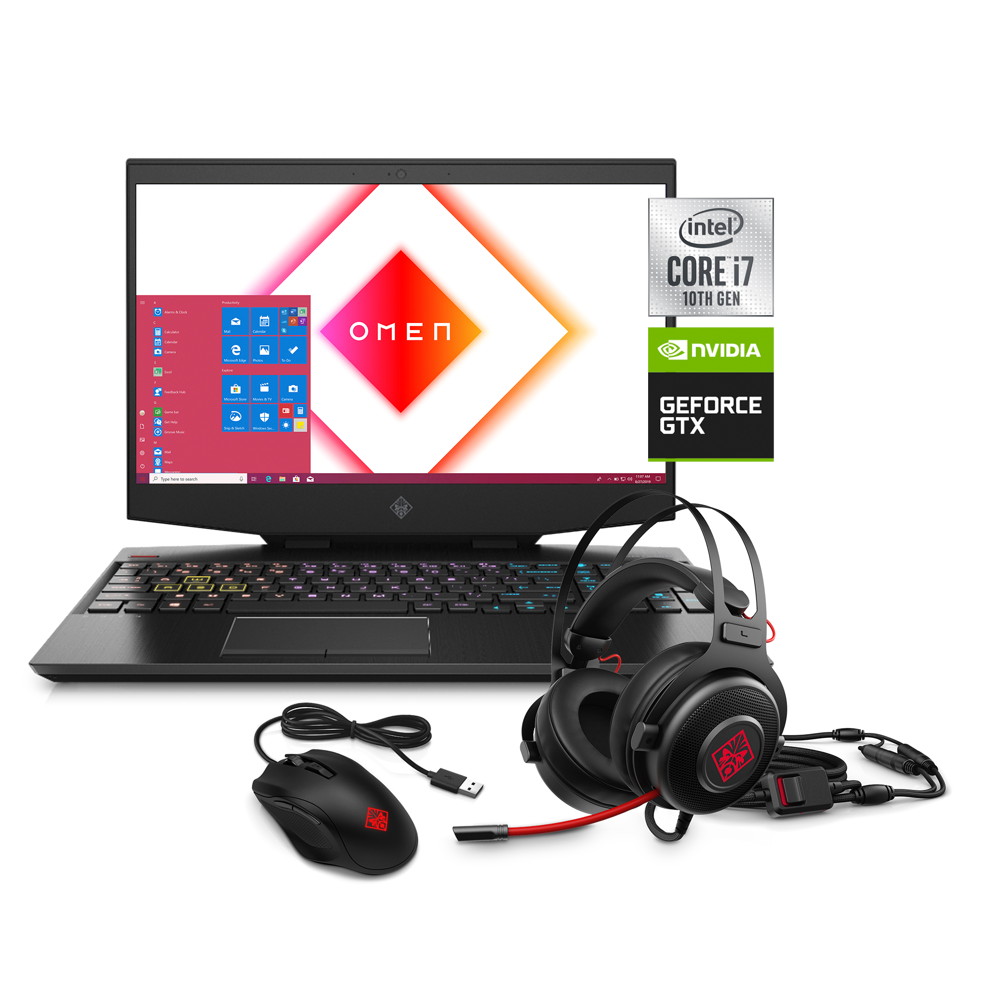 Omen by HP 15 FHD Gaming Laptop, Intel Core i7-10750H, NVIDIA GeForce GTX 1660 Ti 6GB, 8GB RAM, 1TB HDD + 256GB SSD, Mouse and Headset Bundle $799