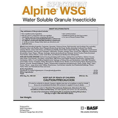 Alpine WSG Water Soluble Granule Pest Control, 10g bag $8.35 - 2026-07-10