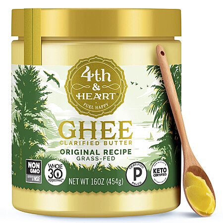 $10.28 4th & Heart Grass-Fed Ghee 16oz w/ Coupon and Subscribe & Save, FS w/Prime – YMMV