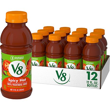 12-Count 12-Oz V8 Spicy Hot 100% Vegetable Juice $8.89 w/ S&S + Free Shipping w/ Prime or on $35+