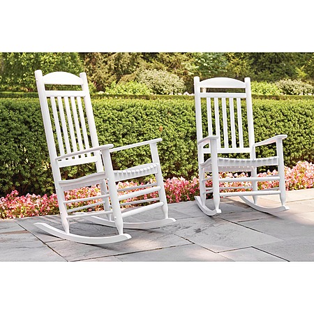 Hampton Bay Patio Wood Outdoor Rocking Chair (Glossy White) $49 + Free Shipping