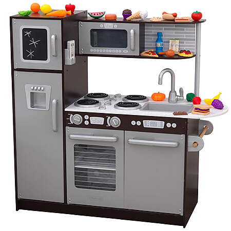 KidKraft Uptown Wooden Play Kitchen w/ 30-Pc Play Food Accessories (Espresso) $49.50 + Free Shipping