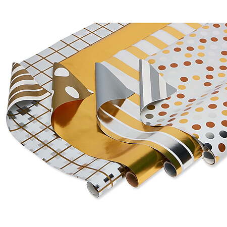 4-Rolls American Greetings Reversible All-Occasion Wrapping Paper (Gold & Silver, 80 sq ft) $3.04 + Free S&H w/ Walmart+ or on $35+