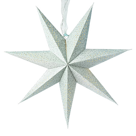 Holiday Time Light-Up Hanging Flocked Paper Star: 29" Blue or White $3.35, 17" Blue $2 