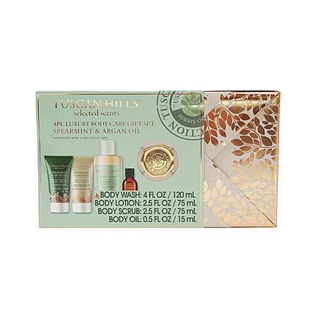 4-Piece Tuscan Hills Luxury Spearmint & Argon Oil Body Care Gift Set (Body Wash, Scrub, Lotion, & Oil) $2.50 + Free S&H w/ Walmart+ or on $35+