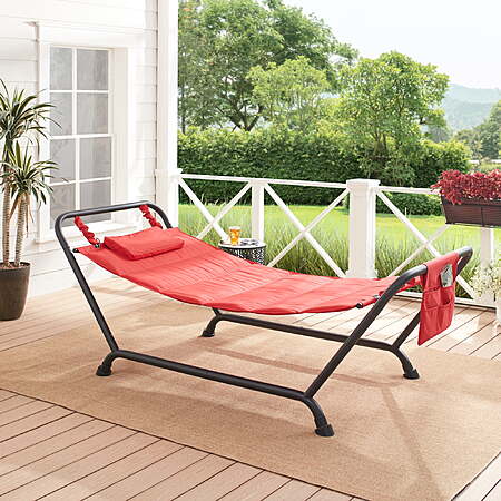 Mainstays Belden Park Hammock w/ Stand & Pillow (Red) $21.20 + Free S&H w/ Walmart+ or on $35+