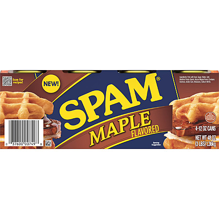 4-Count 12-Oz Spam Canned Ham (Maple Flavored) $6.60 ($1.65 each) + Free S&H w/ Walmart+ or on $35+