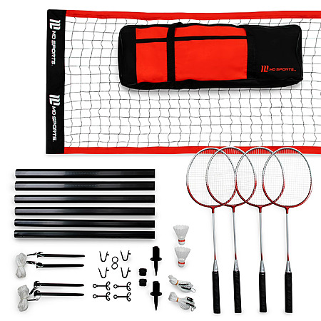 MD Sports Badminton Net Set Game w/ 4 Rackets & Carry Storage Bag $16 
