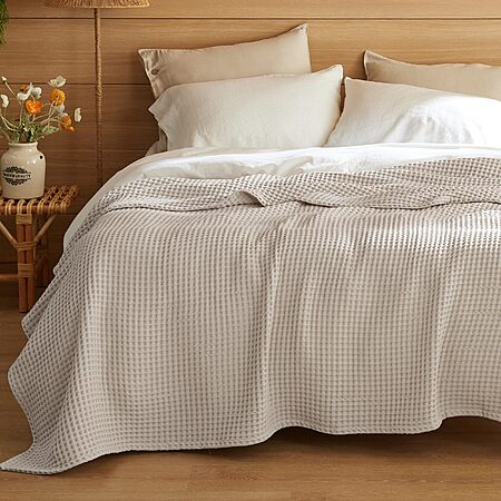 90"x90" Bedsure Waffle Weave Queen Size Cotton Blanket (various) from $20 
