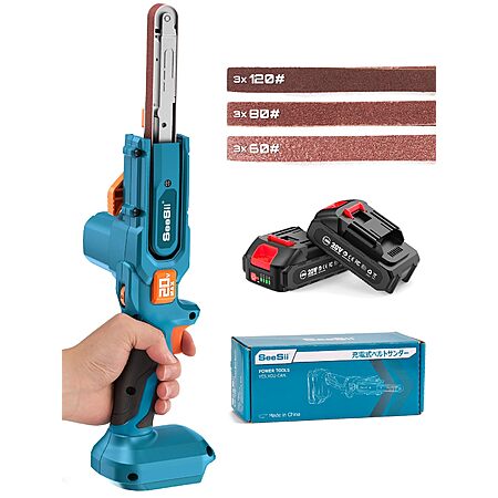 Seesii 1/2" x 18" Hand Held Belt Sander w/ 2x 2.0Ah Battery & Charger $29.99 + Free Shipping