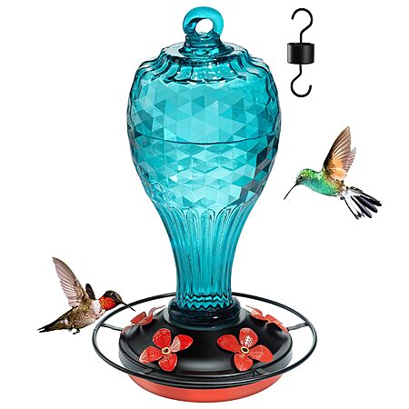 20-Oz Jarkyfine Hanging Glass Hummingbird Feeder (Blue or Purple) $12 