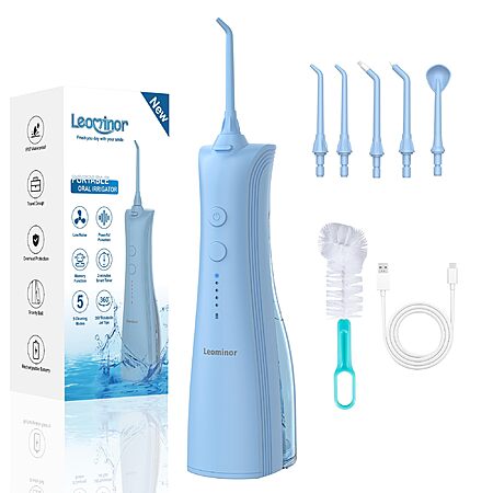 5-Mode Leominor 230mL Cordless Rechargeable Water Dental Flosser (Various Colors) $6.99 + Free Shipping w/ Prime or on $35+