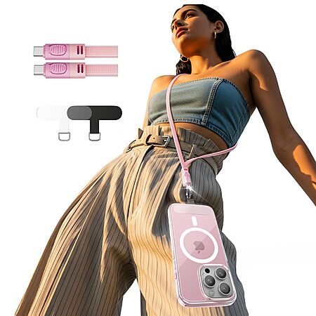 Lisen Crossbody or Wrist Phone Lanyard w/ 60W USB-C Cable (Pink or Purple) $5 + Free Shipping w/ Prime or on $35+