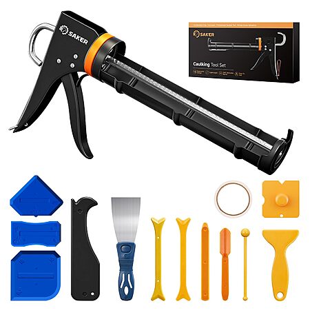 Prime Members: Saker Caulk Gun Kit w/ 11-Piece Caulking Tool Set & Masking Tape $9.89 + Free Shipping w/ Prime or on $35+