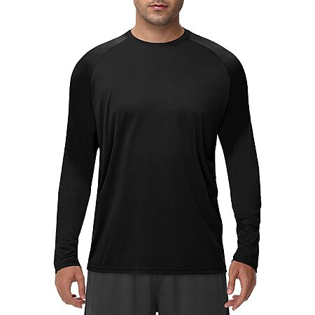 BOOJO Men's UPF 50+ Sun Protection Long Sleeve Performance Shirts (L or XL, Black or White) $4.99 + Free Shipping w/ Prime or on $35+