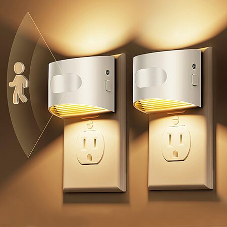 2-Ct L LOHAS Dimmable LED Night Lights w/ Motion & Dusk-to-Dawn Sensors (3000K) $8