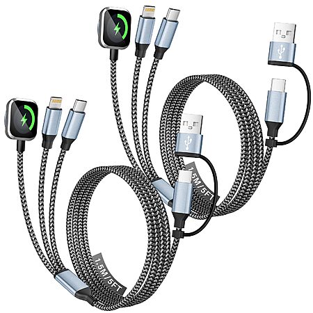 Prime: 2-Ct 5' MPATIBY 3-in-2 Travel Charging Cables w/ Apple Watch Charger $8.50 + Free S&H