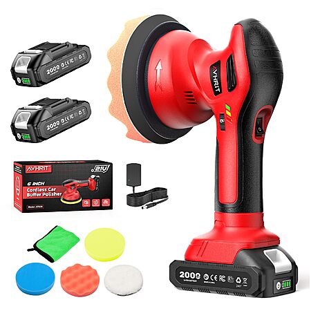 Prime Members: 6" Avhrit Cordless Car Buffer Polisher Kit + 2x 2000mAh Batteries $32.50 + Free S&H