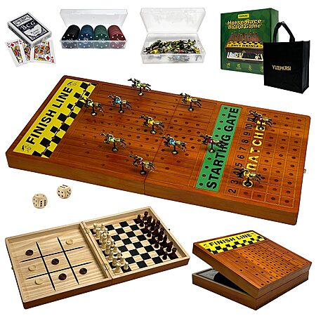 23" YUZPKRSI Foldable Wooden 4-in-1 Horse Racing Board Game $30 + Free S/H