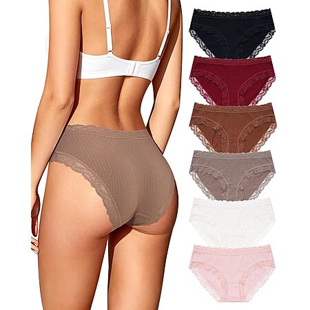 6-Ct LEVAO Women's Cotton Lace Bikini Panties (Multicolor) from $5