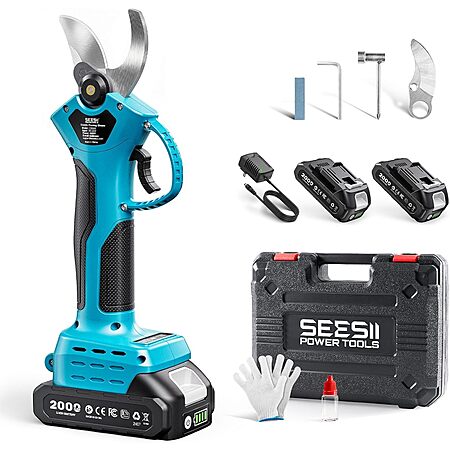 [Prime] SEESII 1.4" Cordless Electric Pruning Shears w/ 2x 2000mAh Batteries, Extra SK5 Blade & Case $39.14 + Free Shipping