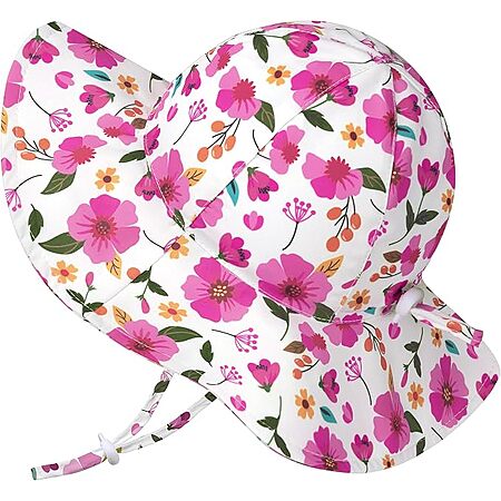 HONGTEYA Baby Girls’ UPF 50+ Adjustable Wide-Brim Flower Sun Hat w/ Chin Strap (0–6 Months) $2.79 + Free Shipping w/ Prime or on $35+