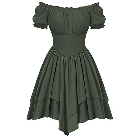 Scarlet Darkness Women’s Off-Shoulder Renaissance Pirate Costume Mini Dress w/ Corset Waist & Pockets (S–XXL, Various Colors) $13.99 + Free Shipping w/ Prime or on $35+