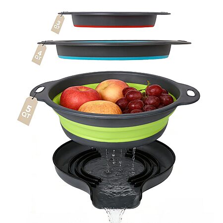 4-Piece QiMH Collapsible Silicone Colander Set w/ Draining Base (3, 4 & 5 Qt) $11.99 + Free Shipping w/ Prime or on $35+