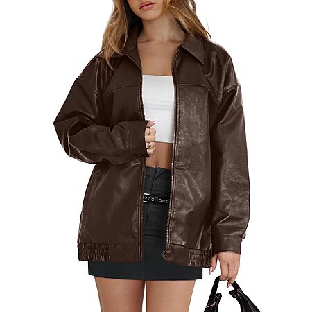 WIHOLL Women's Oversized Faux Leather Jacket (Various Colors) $16 + Free S&H