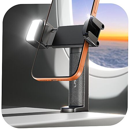 LISEN Phone Holder Travel Mount w/ LED Light for Planes & Travel $8