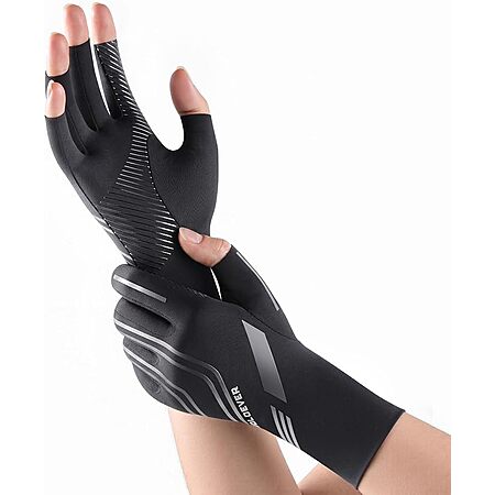 SOLOEVER Fingerless Compression Arthritis Gloves w/ Non-Slip Grip (XS-XXL)