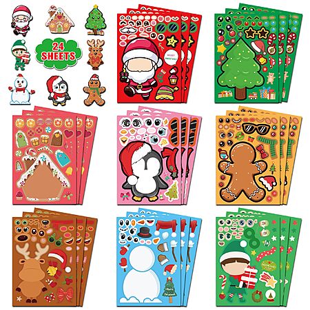 24-Count HSHFAMIIY Kids' DIY Christmas Make-a-Face Sticker Sheets $3.59 + Free Shipping w/ Prime or on $35+